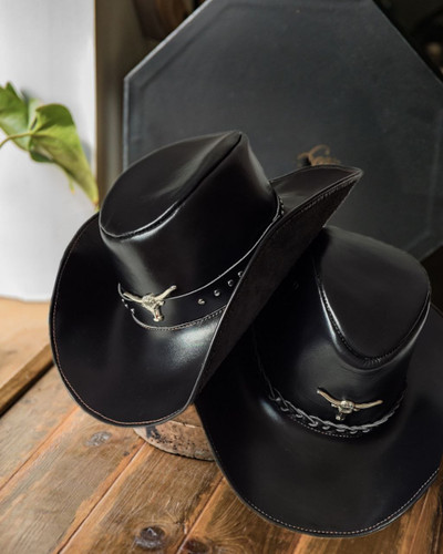 کلاه کابویی تمام چرم اصل سم سام (SamSaam) آرم بوفالو استیل