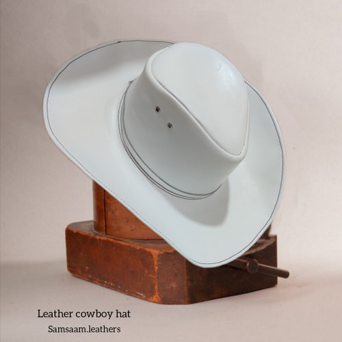 کلاه کابوی تمام چرم اورجینال به رنگ سفید