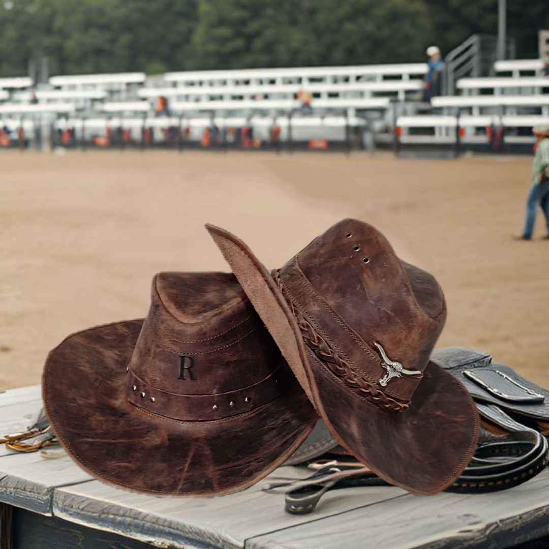 کلاه کابویی تمام چرم قهوه ای کالیفرنیا